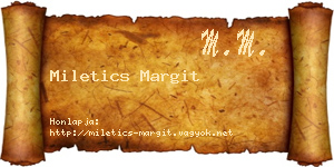 Miletics Margit névjegykártya